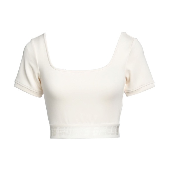 Guess Cream Cropped Square Neck T-Shirt - Picture 2 of 9